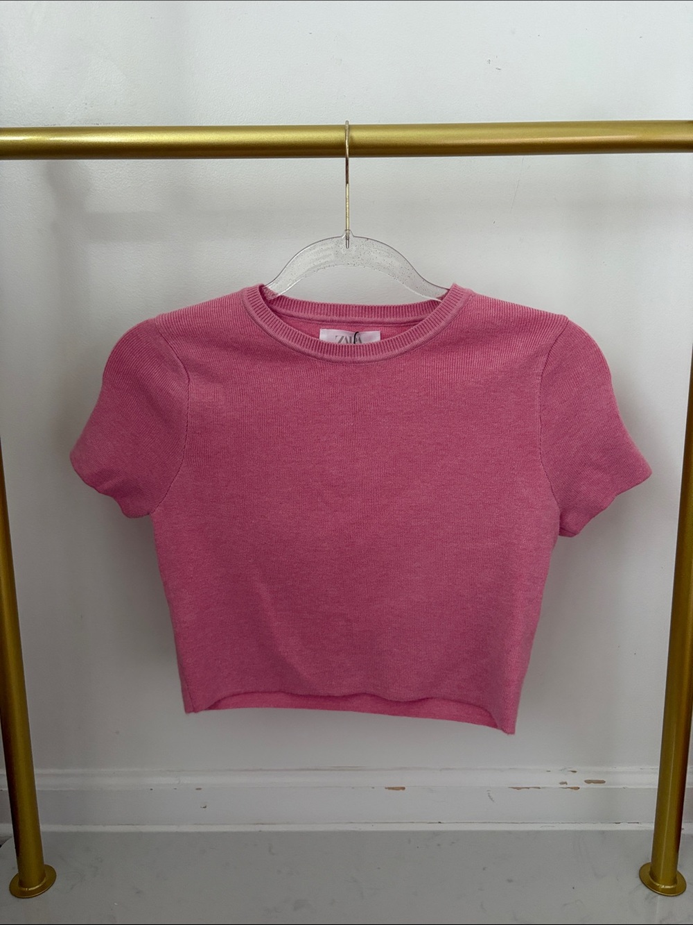 Zara Rose Pink Cropped Cashmere Sweater Top